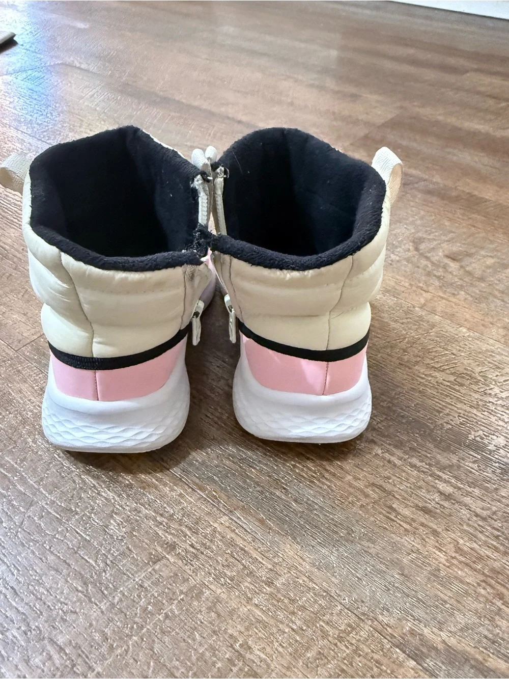 Skechers Kids Cream and Pink Puffer Boot Sneakers
